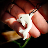 Natural Carved Maori Bone Carving Pendant Necklace - Dolphin