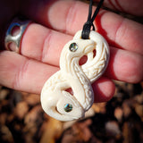 Eels Bone Carving Pendant Necklace - NZ Maori Inspired