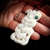Etched Hei Tiki Bone Carving Pendant Necklace&nbsp;