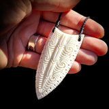 Notched Niho Bone Carving Pendant Necklace