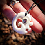 Manaia Koru Hook Bone Carving Pendant Necklace - NZ Maori Inspired