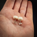 Round Bone Carving Stud Earrings