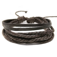 Brown Multilayer Leather Rope Adjustable Bracelet