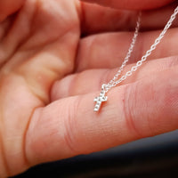 Childrens 925 Solid Sterling CZ Cross Necklace