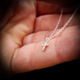 Childrens 925 Solid Sterling CZ Cross Necklace