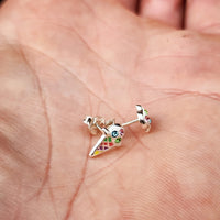 925 Sterling Silver & Colored CZ Ice cream Stud Earrings