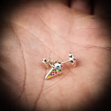 Childrens 925 Sterling Silver & Colored CZ Ice cream Stud Earrings