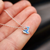 Childrens 925 Solid Sterling Silver CZ Whale Necklace