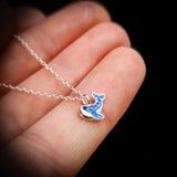 Childrens 925 Solid Sterling Silver CZ Whale Necklace