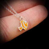 Childrens 925 Solid Sterling Silver Clownfish Necklace