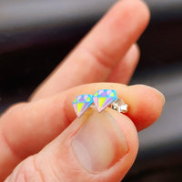 925 Sterling Silver Colorful Diamond Shape Stud Earrings
