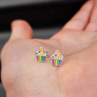 925 Sterling Silver Cupcake Stud Earrings