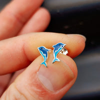 925 Sterling Silver Dolphin Stud Earrings