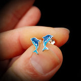 Childrens 925 Sterling Silver Dolphin Stud Earrings