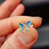 925 Sterling Silver Dolphin Stud Earrings