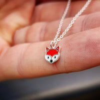 Childrens 925 Solid Sterling Silver Fox Necklace
