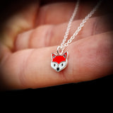 Childrens 925 Solid Sterling Silver Fox Necklace