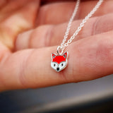 Childrens 925 Solid Sterling Silver Fox Necklace