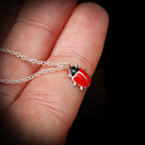 Childrens 925 Solid Sterling Silver Ladybug Necklace