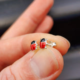 925 Sterling Silver Ladybug Stud Earrings