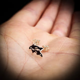 Childrens 925 Sterling Silver Orca Stud Earrings