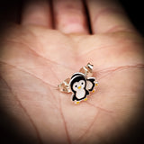 Childrens 925 Sterling Silver Penguin Stud Earrings