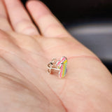 925 Sterling Silver Rainbow Heart Stud Earrings
