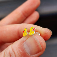 925 Sterling Silver Rubber Duck Stud Earrings