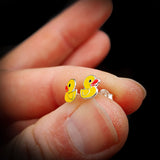 Childrens 925 Sterling Silver Rubber Duck Stud Earrings