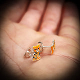 Childrens 925 Sterling Silver Tiger Stud Earrings