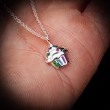 Childrens 925 Solid Sterling Silver & Colored CZ Cupcake Necklace