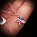 Childrens 925 Solid Sterling Silver & CZ Flower Necklace