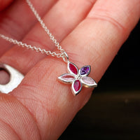 Childrens 925 Solid Sterling Silver & CZ Flower Necklace