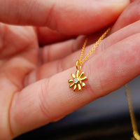 Childrens 925 Solid Sterling Silver & CZ Gold Flower Necklace