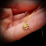 Childrens 925 Solid Sterling Silver & CZ Gold Flower Necklace