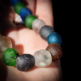 Chunky Sea Glass Bead Elastic Bracelet