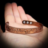 Copper Magnetic Flower Cuff Bracelet