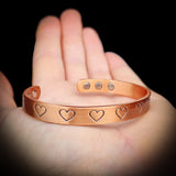 Copper Magnetic Heart Cuff Bracelet