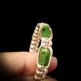 Nephrite Jade / Greenstone Cylinder Macrame Bracelet (TAN)