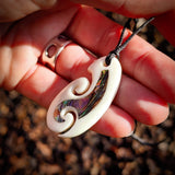 Double Koru Hook Bone Carving Pendant Necklace - NZ Maori Inspired