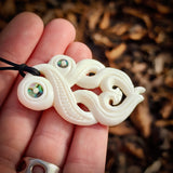 Double Manaia Bone Carving Pendant Necklace - NZ Maori Inspired