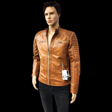 Dune Rider - Mens REAL Genuine Leather Jacket - Tan Ribbed
