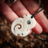 Etched Manaia Bone Carving Pendant Necklace - NZ Maori Inspired