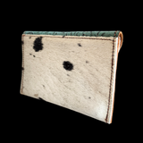 Genuine Leather & Cow Hair Coin Purse - Turquoise