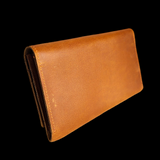 Genuine Leather Fold Over Purse - Tan