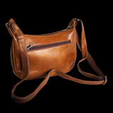 Genuine Leather Half Moon Hand Bag - Brown