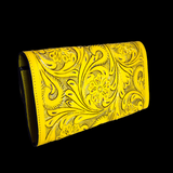 Genuine Leather Hand Tooled Yellow Purse