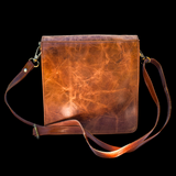 Genuine Leather Shoulder Bag - Vintage Brown