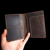 Genuine Leather Passport Holder / Travel Wallet - Brown