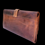 Genuine Leather Purse With Middle Strap - Vintage Brown